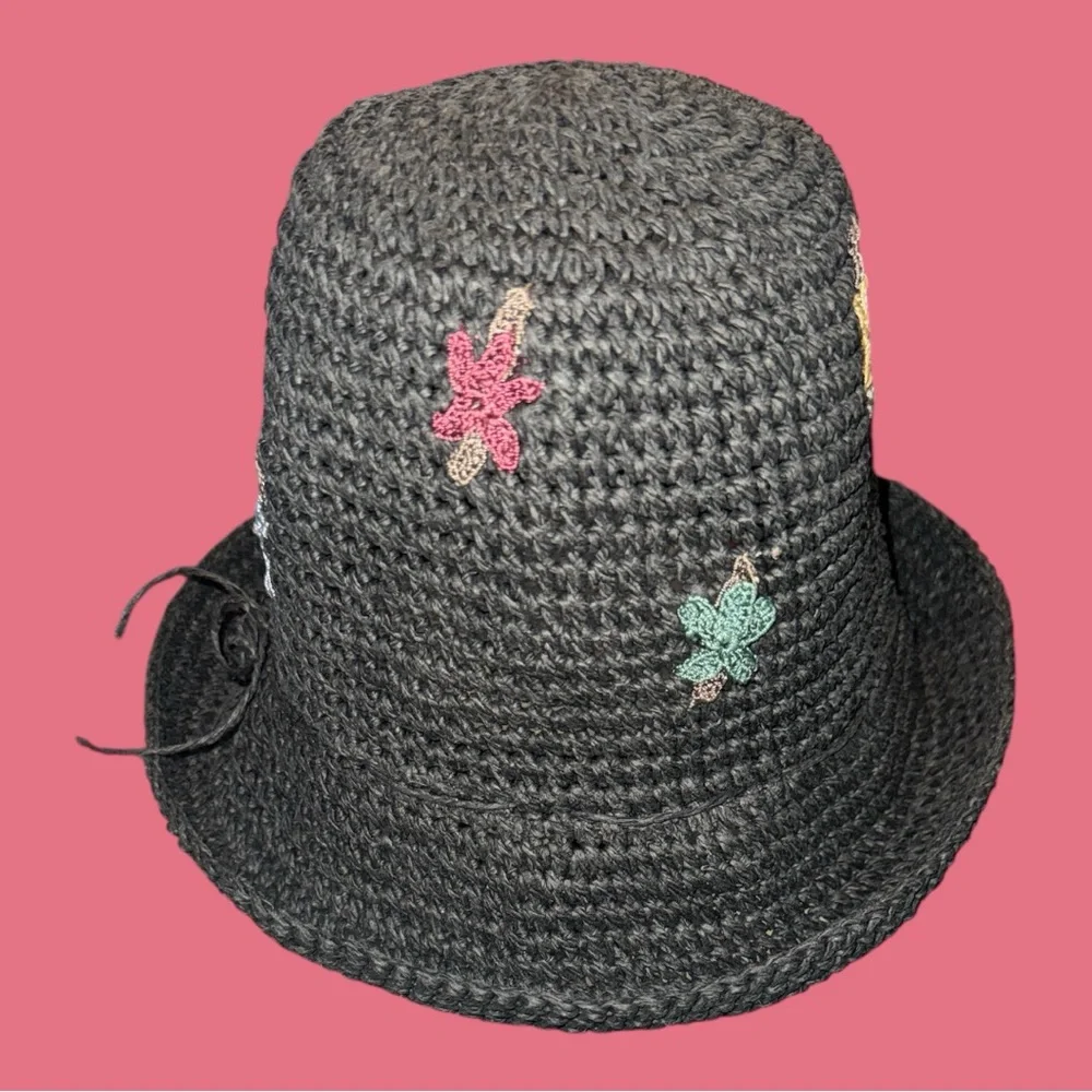 SCALA GAL charcoal gray‎ sun hat Butterflies straw cap 100% paper